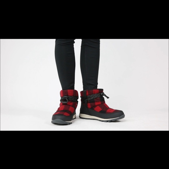 Sorel Whitney Plaid Ankle Boots Red 